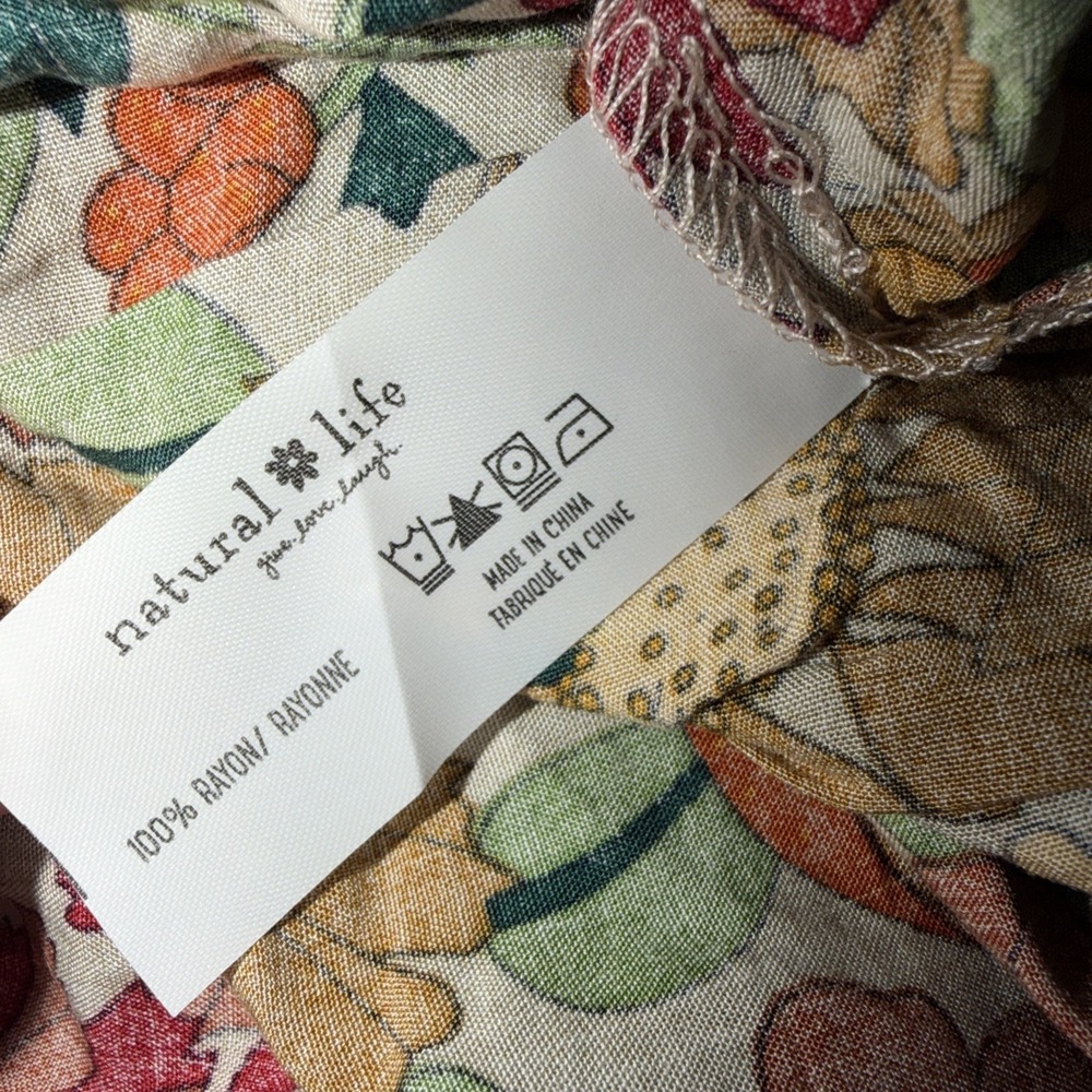Natural Life Skirt Size M Floral Boho Maxi Pull On Cottage Smocked NWT Side Slit - Picture 4 of 6